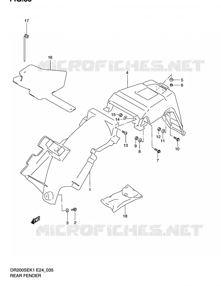 REAR FENDER (MODEL K1) Suzuki MOTO 200 DR 2005  DR200SEK5(E24)