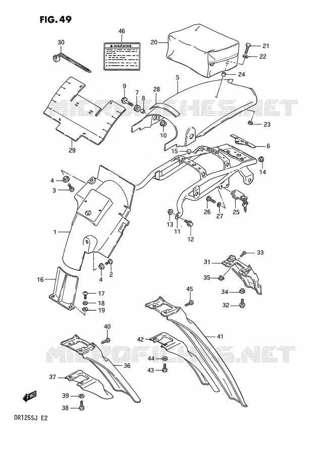 REAR FENDER Suzuki MOTO 125 DR 1987  DR125SH(E2)