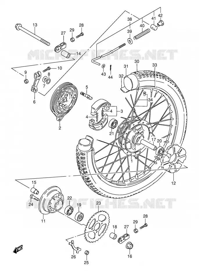 REAR WHEEL (E71,E94,P9,P94) Suzuki MOTO 115 AP 1998  AX115SW(E71)