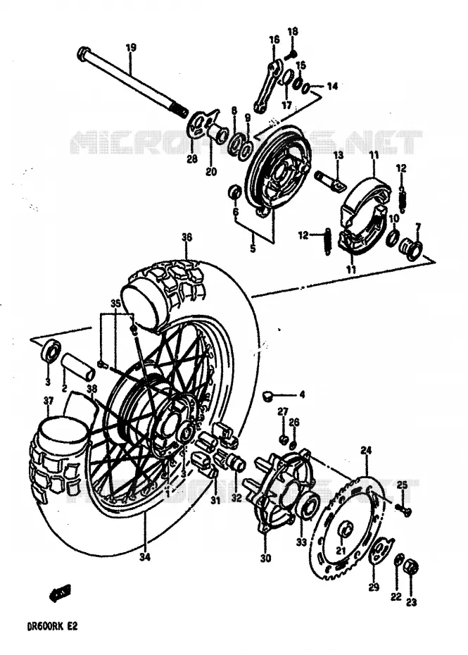 REAR WHEEL (MODEL G/H/J) Suzuki MOTO 600 DR 1987  DR600RH(E2)