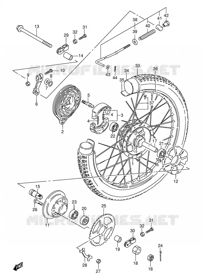 REAR WHEEL (P36) Suzuki MOTO 115 AP 1999  AX115X(E71)