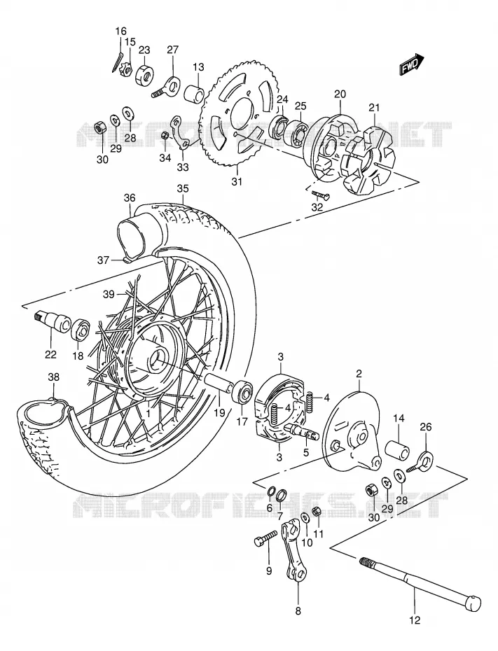 REAR WHEEL Suzuki MOTO 120 BX 1995  BX120S(P97)