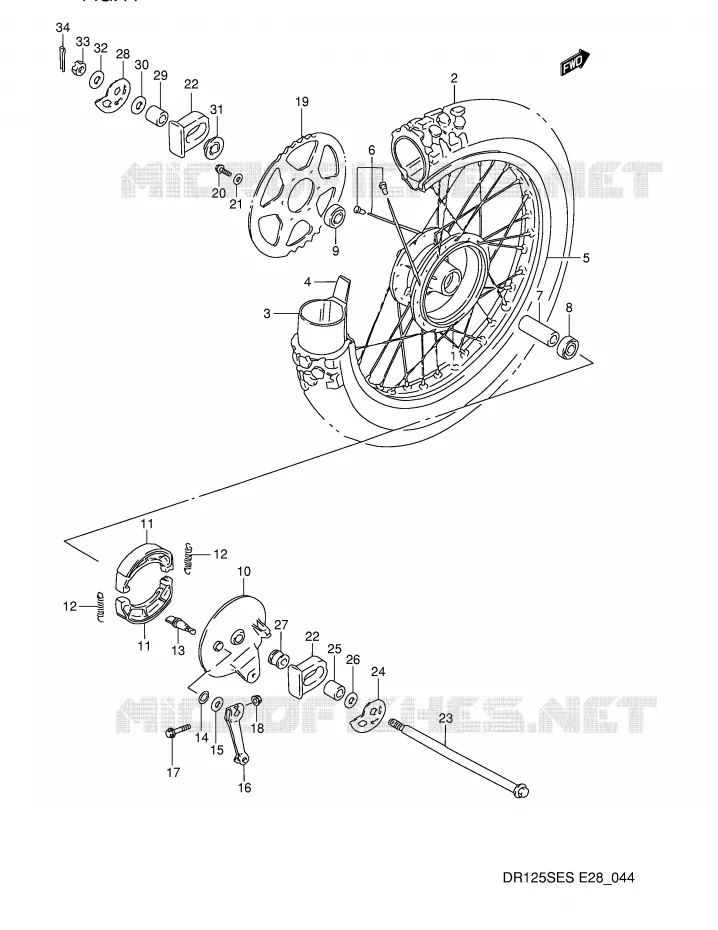 REAR WHEEL Suzuki MOTO 125 DR 1994  DR125SER(E28)