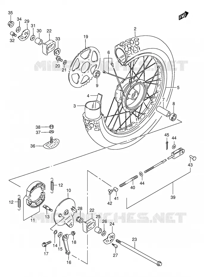 REAR WHEEL Suzuki MOTO 200 DF 1997  DF200EV