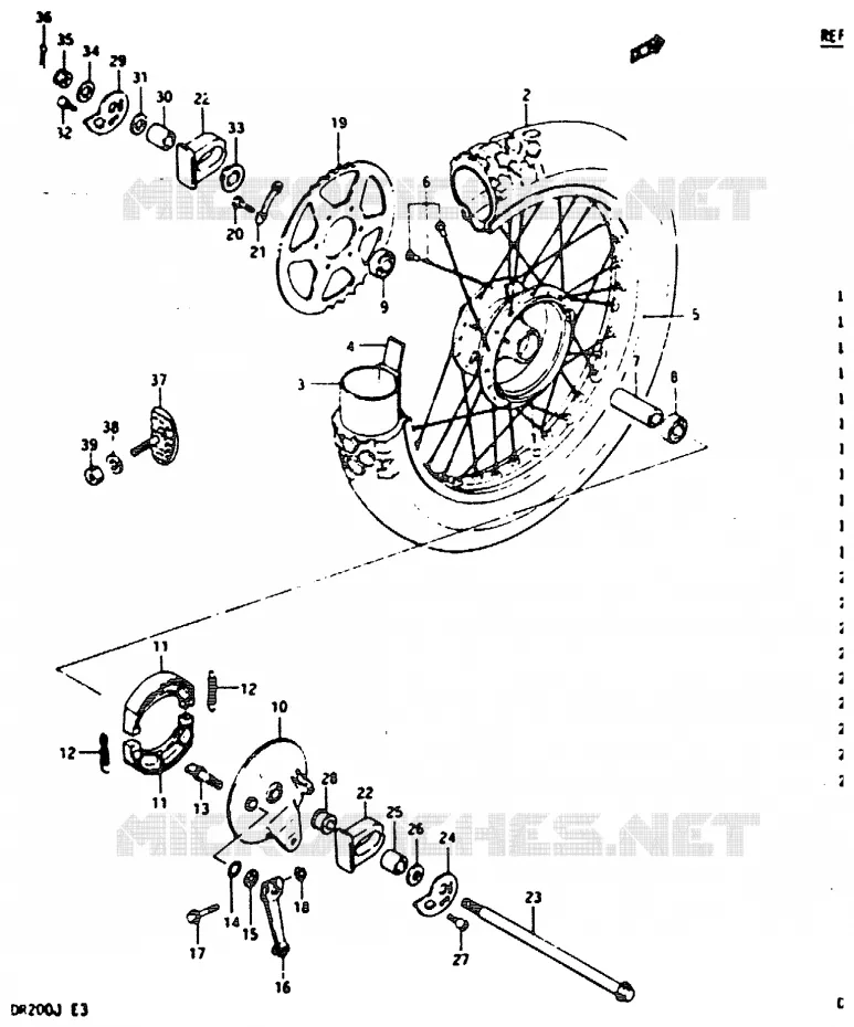 REAR WHEEL Suzuki MOTO 200 DR 1987  DR200H(G/H/J)