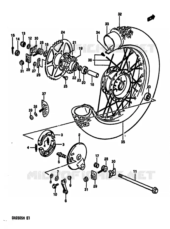 REAR WHEEL Suzuki MOTO 250 DR 1986  DR250SG(E/F/G/H)