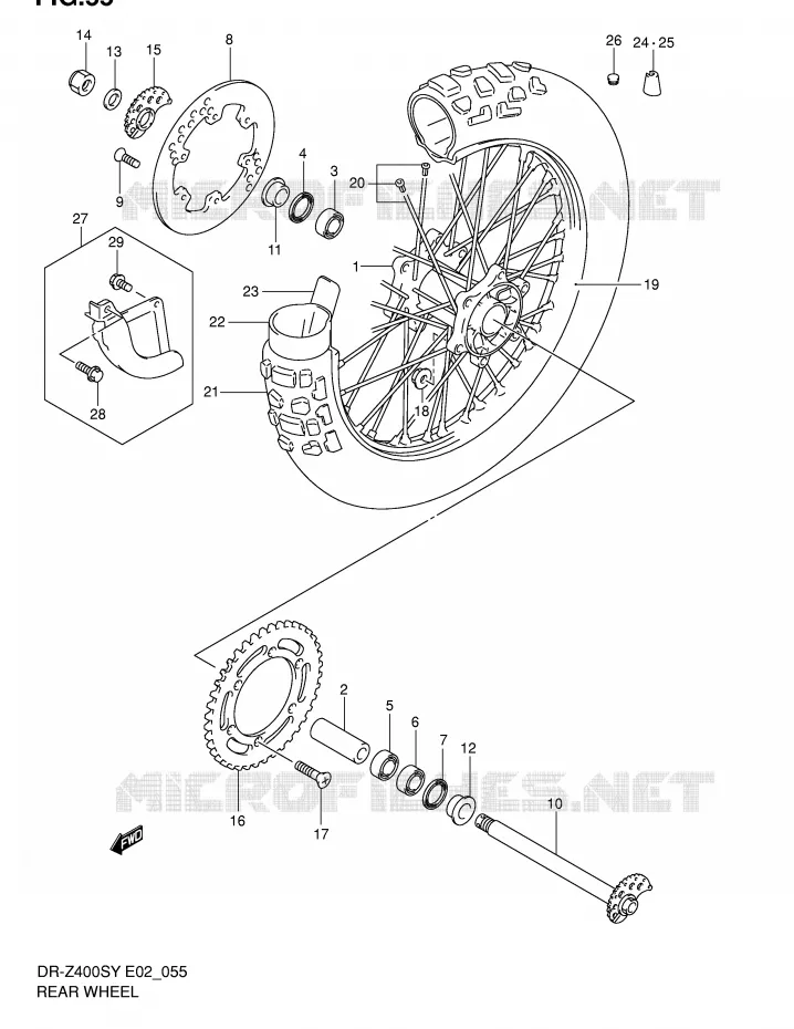 REAR WHEEL Suzuki MOTO 400 DR-Z 2000  DR-Z400SY(E2)
