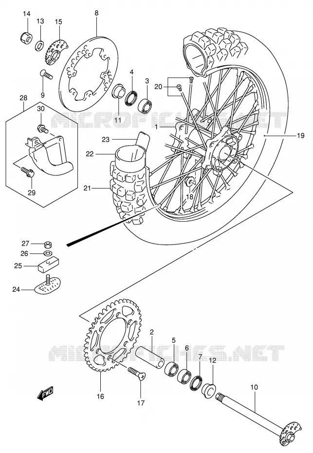 REAR WHEEL Suzuki MOTO 400 DR-Z 2003  DR-Z400K3(E1)