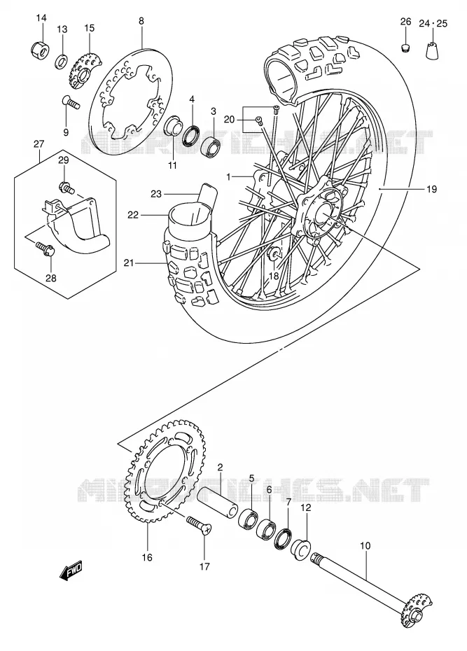 REAR WHEEL Suzuki MOTO 400 DR-Z 2008  DR-Z400SK8(E2)