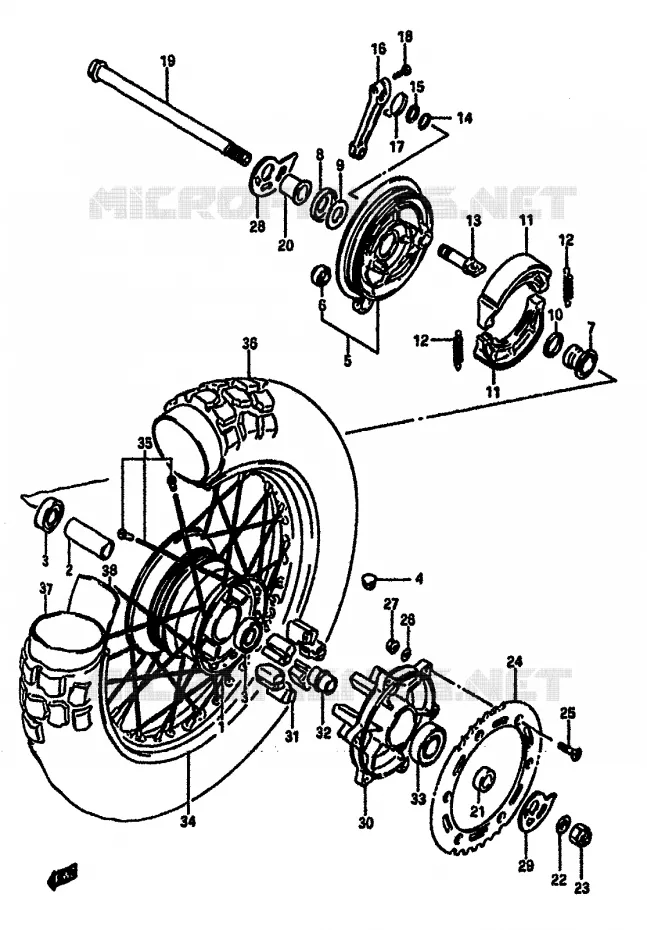 REAR WHEEL Suzuki MOTO 600 DR 1989  DR600SUK(E2)