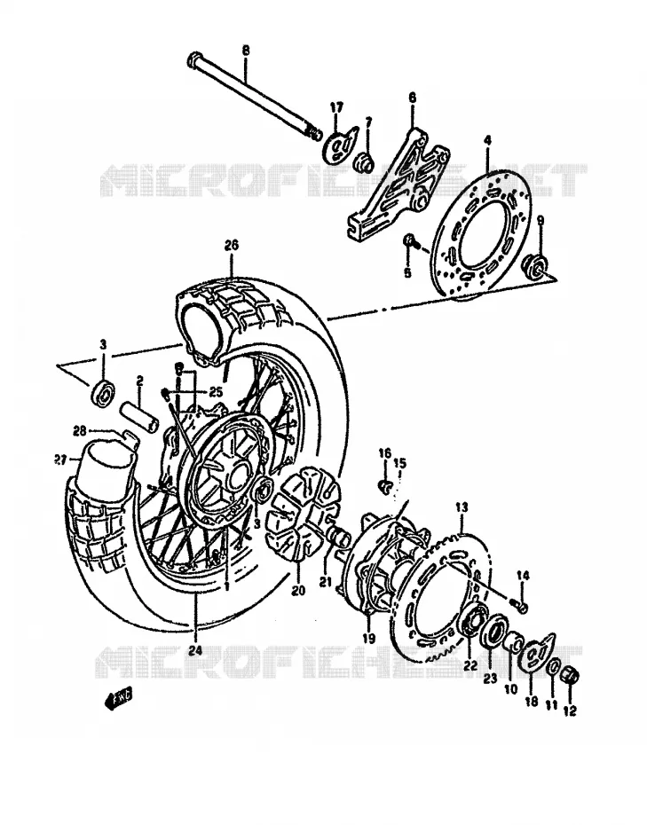 REAR WHEEL Suzuki MOTO 650 DR 1993  DR650RUP(N/P/R)