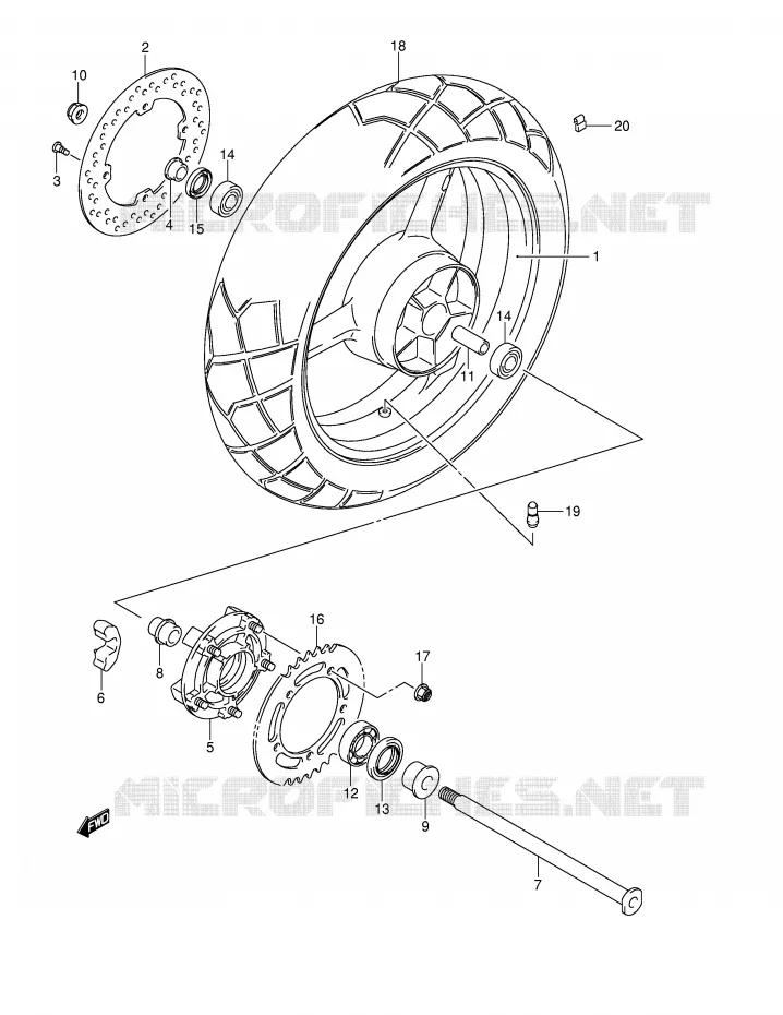 REAR WHEEL Suzuki MOTO 650 V-STROM 2006  DL650U3K6(E2)