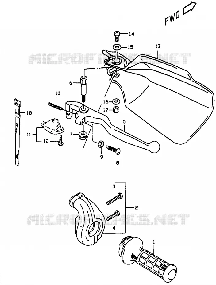 RIGHT LEVER - HANDGRIP (E24) Suzuki MOTO 350 DR 1997  DR350V(V/W/X)