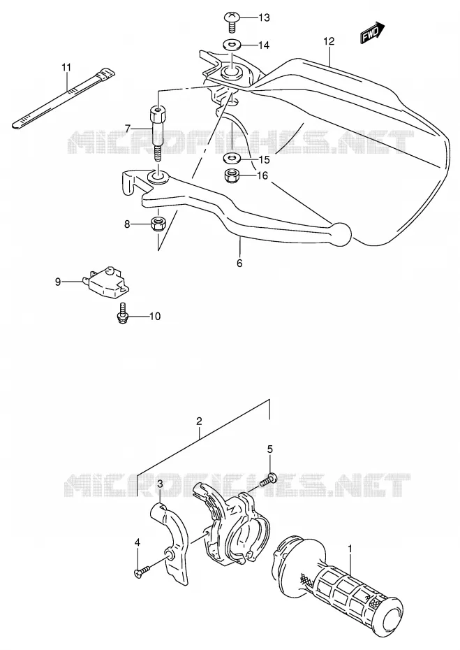 RIGHT LEVER - HANDGRIP (MODEL M) Suzuki MOTO 650 DR 1991  DR650RSEM(E4)