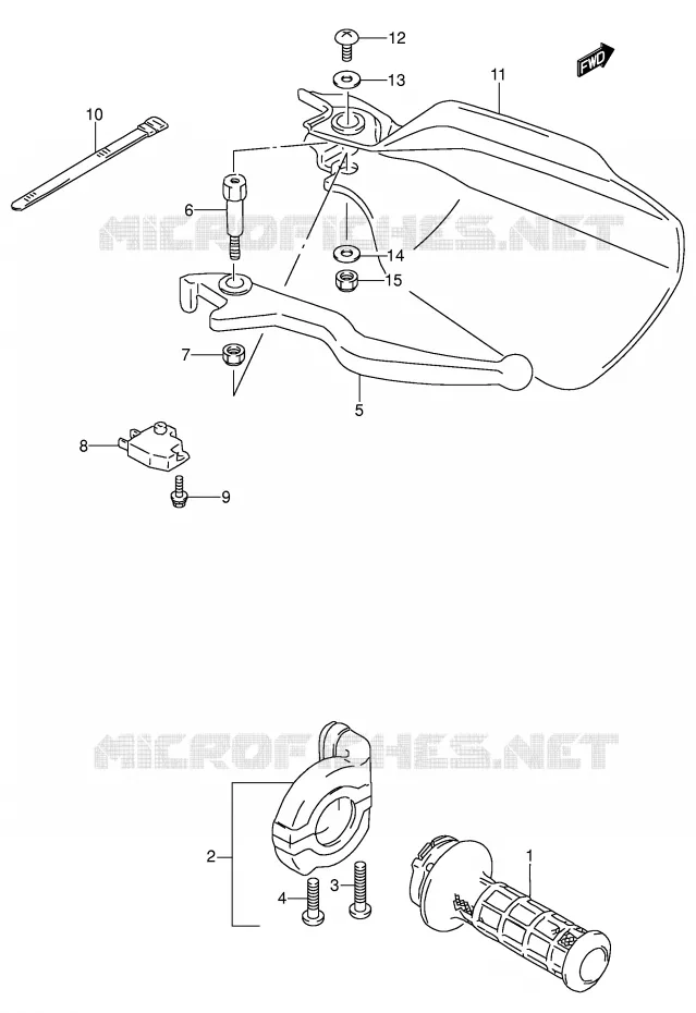 RIGHT LEVER - HANDGRIP (MODEL N/P/R/S/T) Suzuki MOTO 650 DR 1991  DR650RSEM(E4)