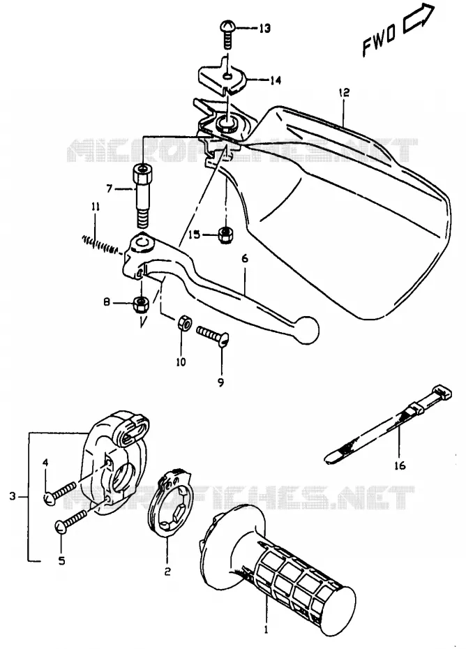 RIGHT LEVER - HANDGRIP Suzuki MOTO 350 DR 1997  DR350V(V/W/X)