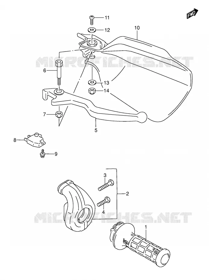 RIGHT LEVER - HANDGRIP Suzuki MOTO 650 DR 2005  DR650SEK5(E3/E28)