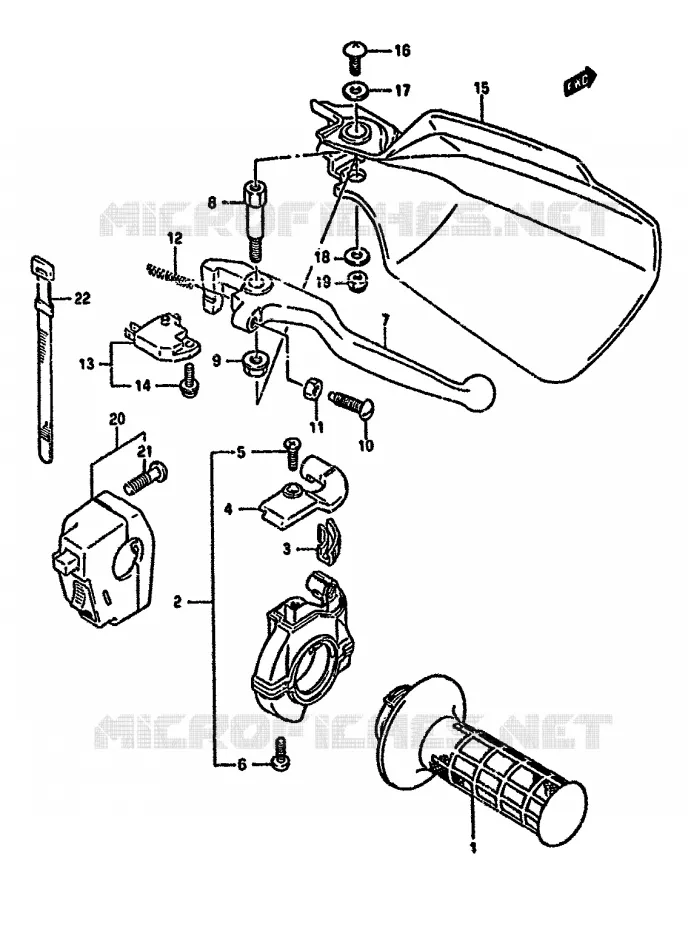 RIGHT SWITCH - HANDGRIP (DR350SL/SM,DR350SN/SP/SR E24) Suzuki MOTO 350 DR 1993  DR350SUP(L/M/N/P/R)