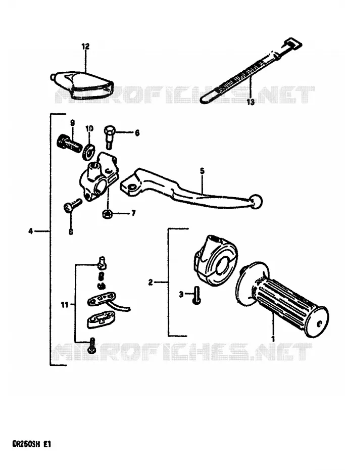 RIGHT SWITCH - HANDGRIP (MODEL E) Suzuki MOTO 250 DR 1987  DR250SH(E/F/G/H)