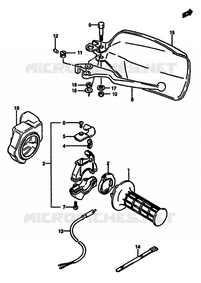 RIGHT SWITCH - HANDGRIP (MODEL H/J/K E18) Suzuki MOTO 600 DR 1988  DR600SUJ(E2)