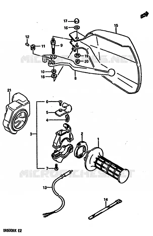 RIGHT SWITCH - HANDGRIP (MODEL H/J/K E18,MODEL K E24,E39) Suzuki MOTO 600 DR 1987  DR600RH(E2)