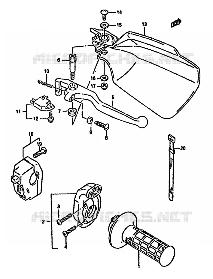 RIGHT SWITCH - HANDGRIP (SEE NOTE) Suzuki MOTO 350 DR 1994  DR350SHR(L/M/N/P/R)