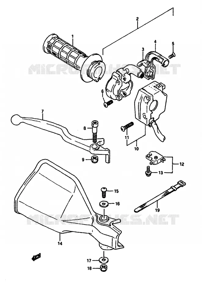 RIGHT SWITCH - HANDGRIP Suzuki MOTO 650 DR 1990  DR650RSUL(L/M)
