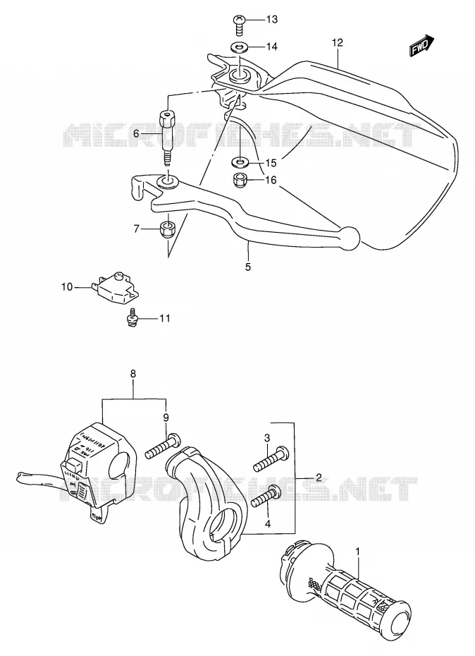RIGHT SWITCH - HANDGRIP Suzuki MOTO 650 DR 1995  DR650RES(E2)