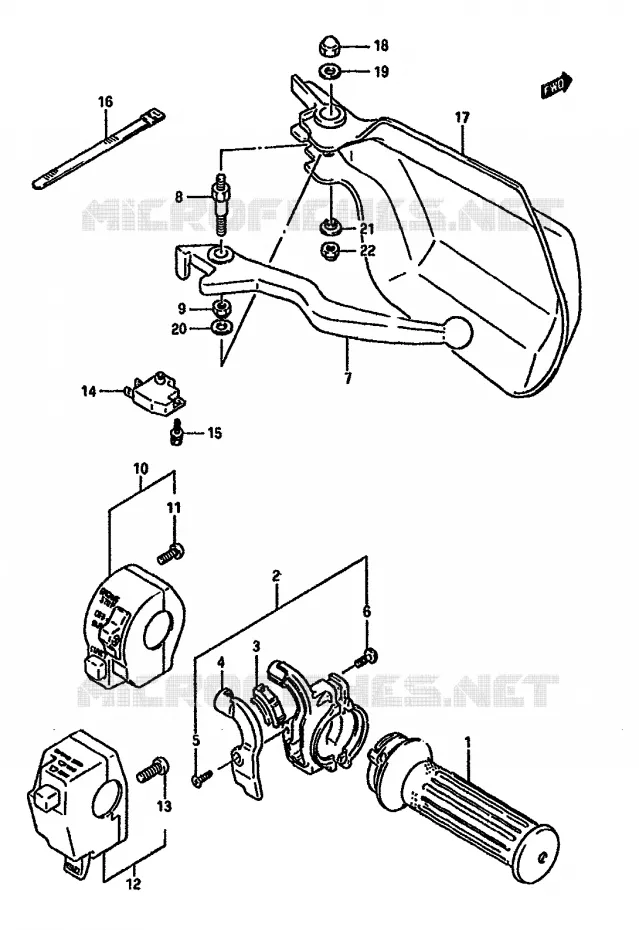 RIGHT SWITCH - HANDGRIP Suzuki MOTO 750 DR 1988  DR750SUJ(J/K)