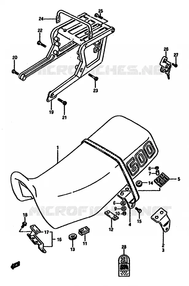 SEAT (MODEL K) Suzuki MOTO 600 DR 1989  DR600SK(E2)
