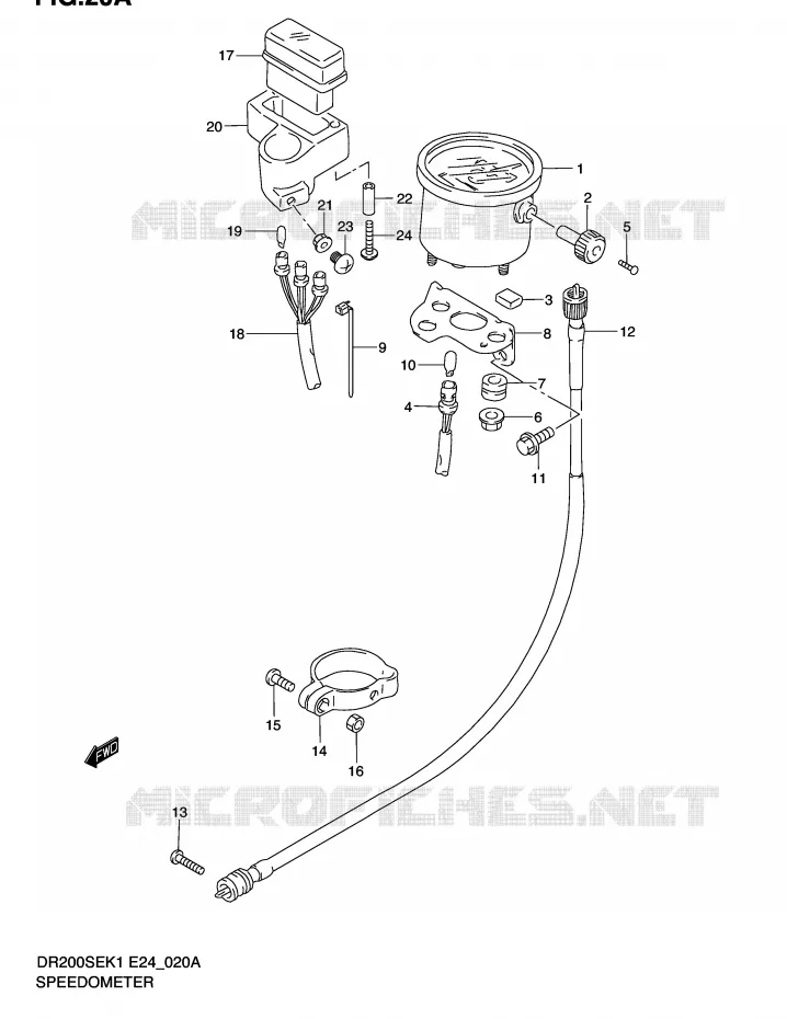 SPEEDOMETER (MODEL K2/K3/K4/K5 E6,E24) Suzuki MOTO 200 DR 2004  DR200SEK4(E24)