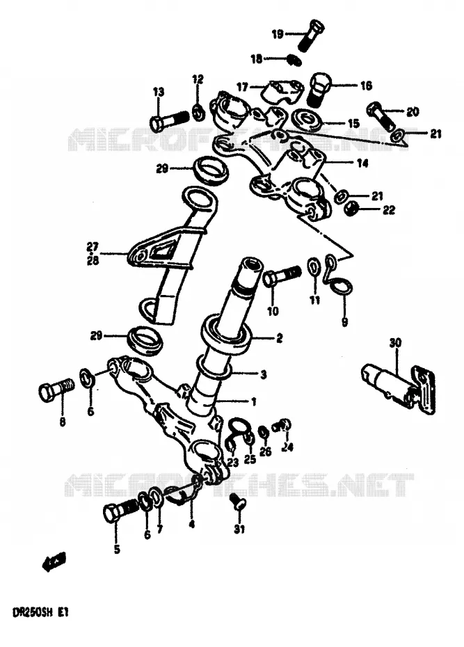 STEERING COLUMN (MODEL E) Suzuki MOTO 250 DR 1985  DR250SF(E/F/G/H)