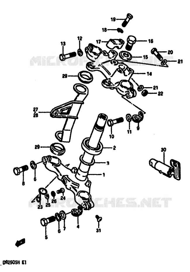 STEERING COLUMN (MODEL F/G/H) Suzuki MOTO 250 DR 1984  DR250SE(E/F/G/H)