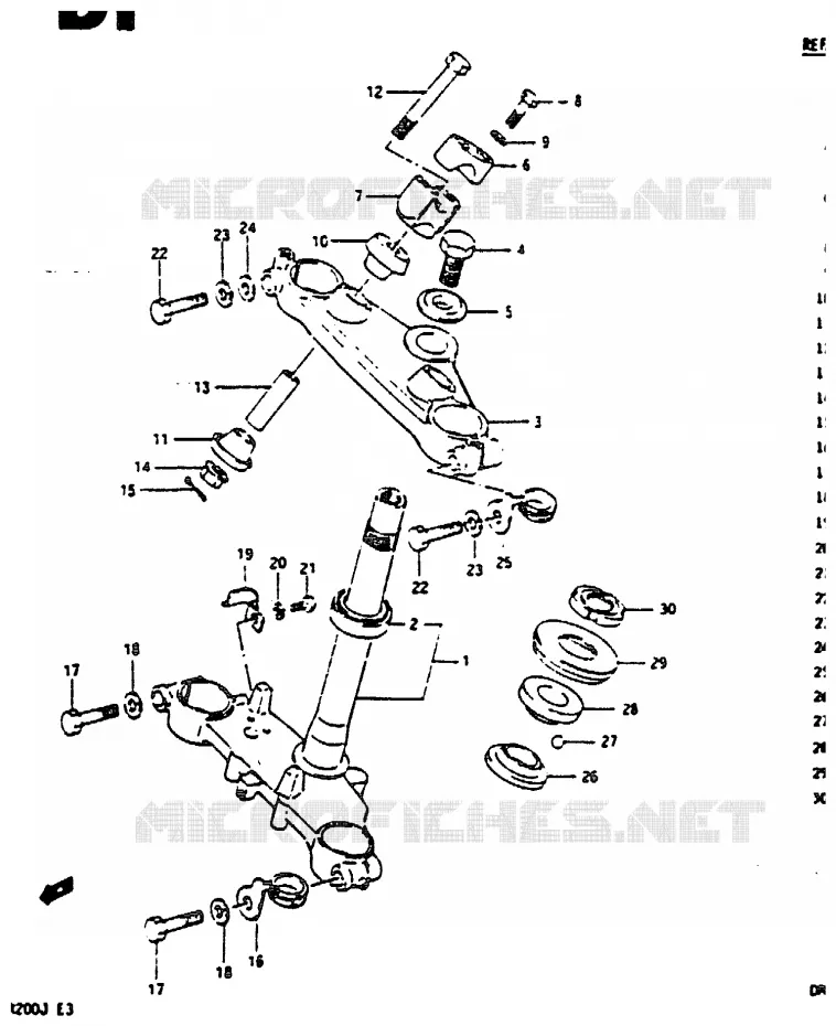 STEERING COLUMN (MODEL G) Suzuki MOTO 200 DR 1986  DR200G(G/H/J)
