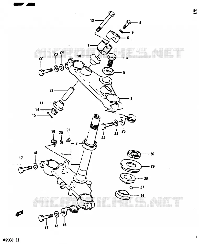 STEERING COLUMN (MODEL H/J) Suzuki MOTO 200 DR 1987  DR200H(G/H/J)