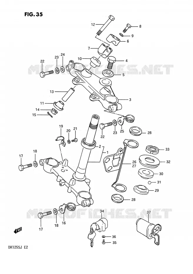 STEERING COLUMN Suzuki MOTO 125 DR 1987  DR125SH(E2)