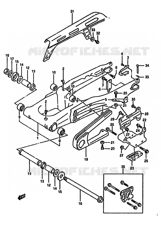 SWINGARM (MODEL L/M/N/P) Suzuki MOTO 350 DR 1994  DR350SHR(L/M/N/P/R)
