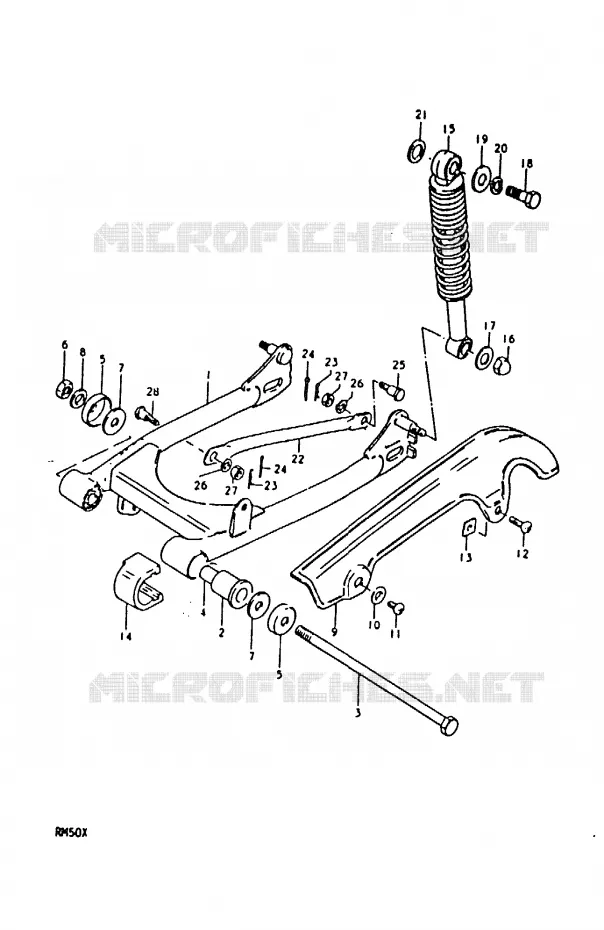 SWINGARM (RM50N, RM50T, RM50X) Suzuki MOTO 50 RM 1981  RM50X(C/N/T/X)