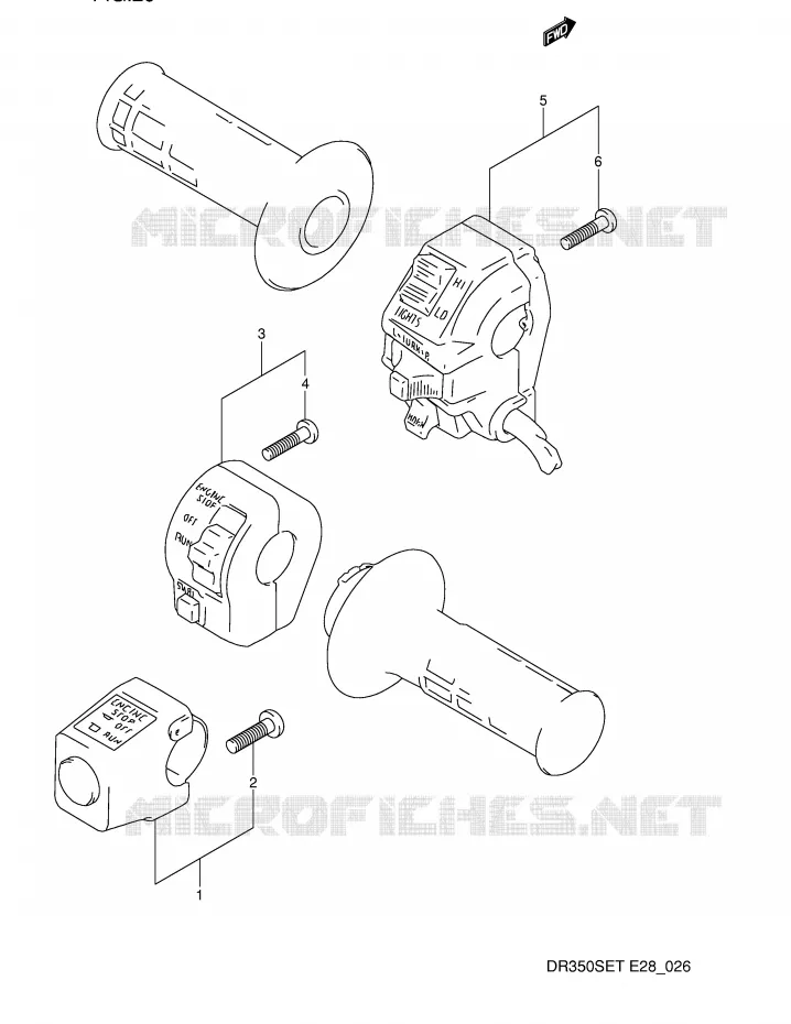 SWITCHES (MODEL L/M/N/P/R/S) Suzuki MOTO 350 DR 1992  DR350SN(E28)