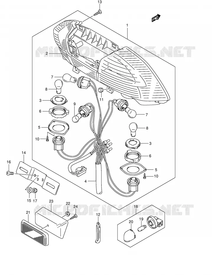 TAIL LIGHT (MODEL K4/K5/K6 E38) Suzuki SCOOTER 250 BURGMAN 2004  AN250K4(E2)
