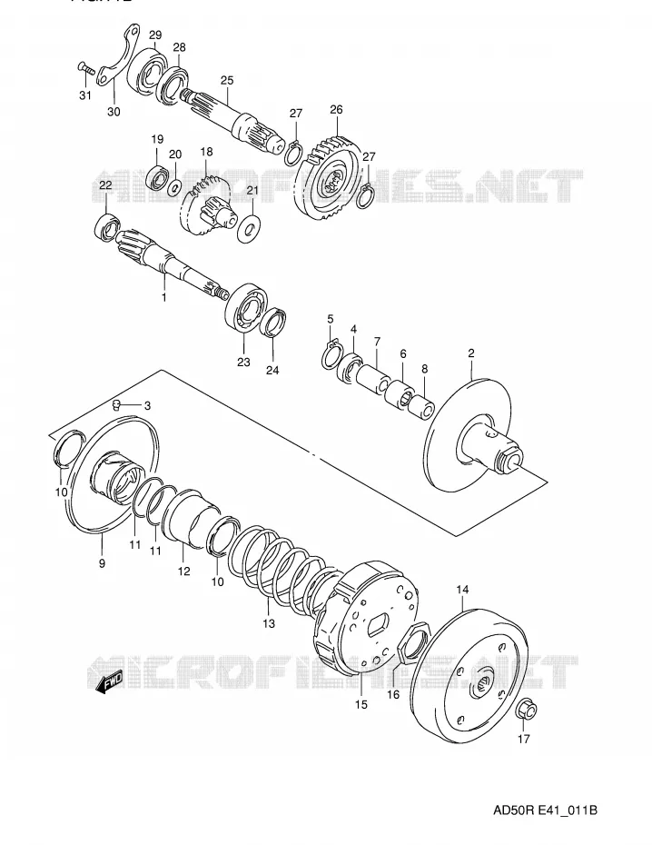 TRANSMISSION (2) (MODEL R) Suzuki SCOOTER 50 AD 1994  AD50WFR(E41)