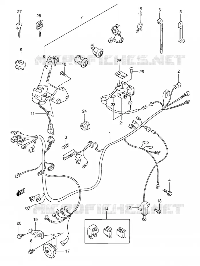 WIRING HARNESS (MODEL Y) Suzuki SCOOTER 125 BURGMAN 1999  AN125UX(E2)