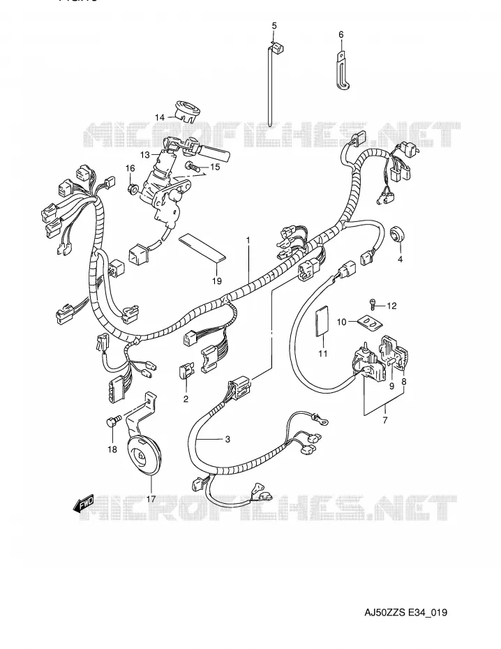 WIRING HARNESS Suzuki SCOOTER 50 AJ 1995  AJ50ZZS(E34)