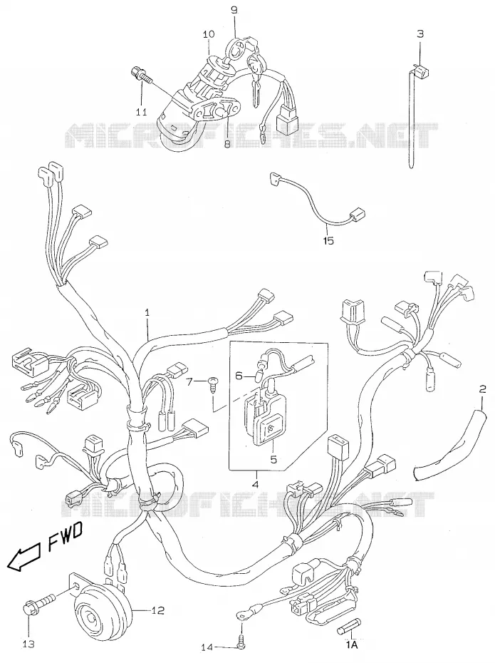 WIRING HARNESS (model K1) Suzuki SCOOTER 50 KATANA 2000  AY50Y(V/W/X/Y)