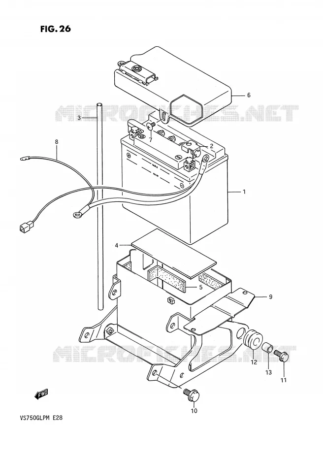 BATTERY (MODEL F,MODEL G ~F.NO.2100209) Suzuki MOTO 750 INTRUDER 1987  VS750GLPH(E28)