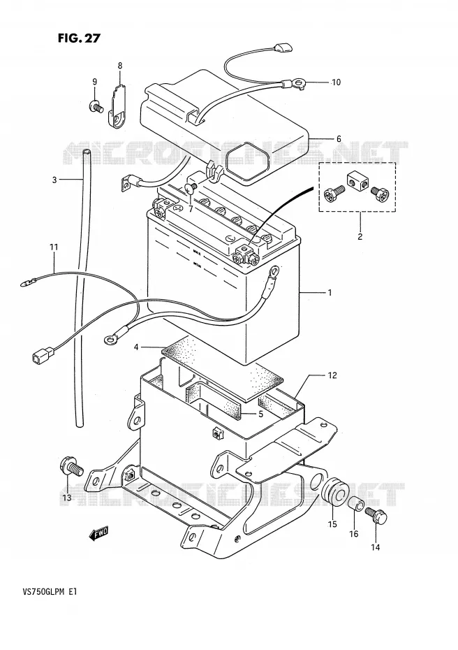 BATTERY (MODEL G/H/J/K/L/M) Suzuki MOTO 750 INTRUDER 1990  VS750GLPL(E1)