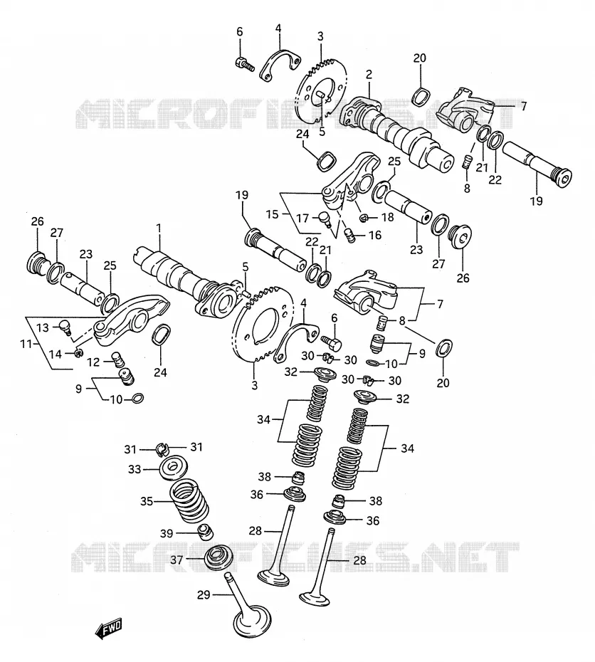 CAMSHAFT - VALVES Suzuki MOTO 1400 INTRUDER 1987  VS1400GLPH(E28)