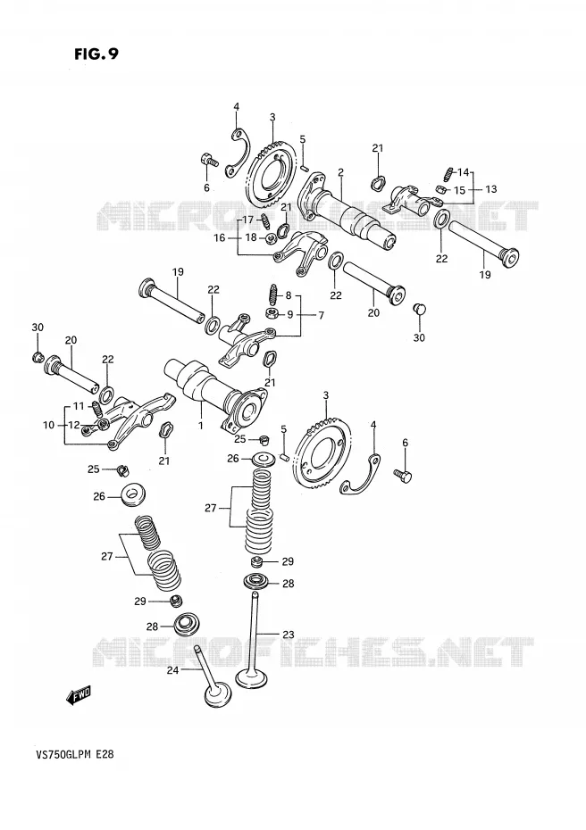 CAMSHAFT - VALVES Suzuki MOTO 750 INTRUDER 1990  VS750GLPL(E28)