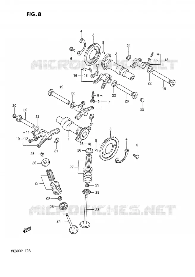 CAMSHAFT - VALVES Suzuki MOTO 800 VX 1992  VX800N(E28)