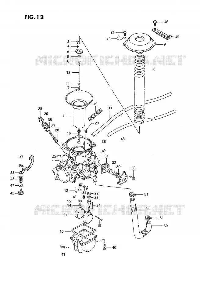 CARBURETOR (REAR)(MODEL H/J/K/L/M/N/P/R) Suzuki MOTO 1400 INTRUDER 1992  VS1400GLFN(E2)